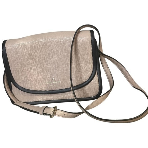 Authentic Kate Spade muted pink and black pebbled leather crossbody - Picture 1 of 5
